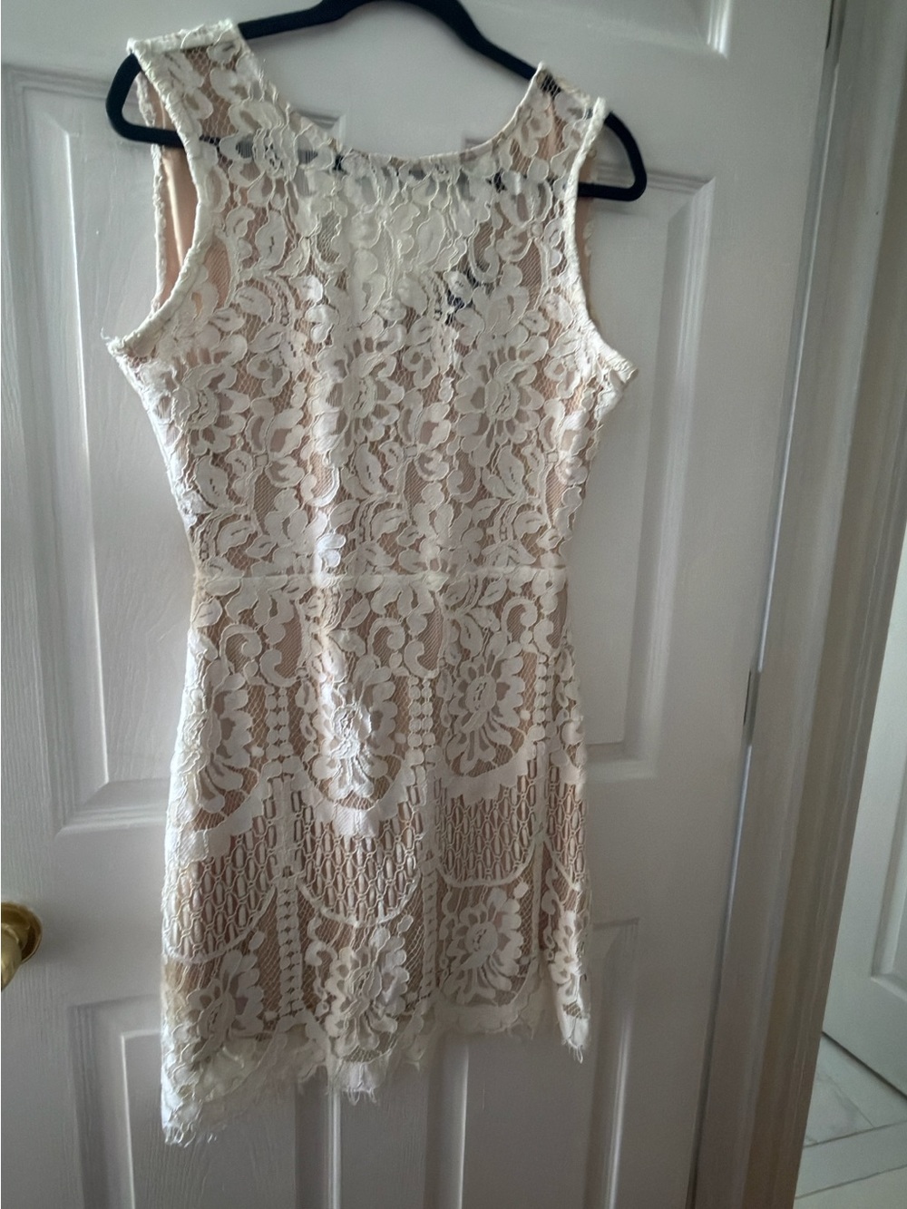 Lulu's Cream Floral Lace Sleeveless Dress